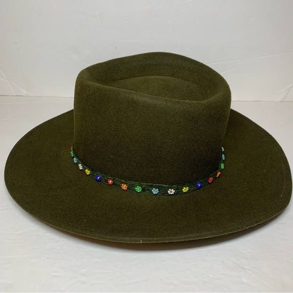 Liz Claiborne Chocolate Brown Wide Brim Hat With Beaded Strap - Picture 3 of 11